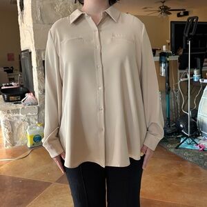 NWT! Alex Marie Beige Button-Down Shirt